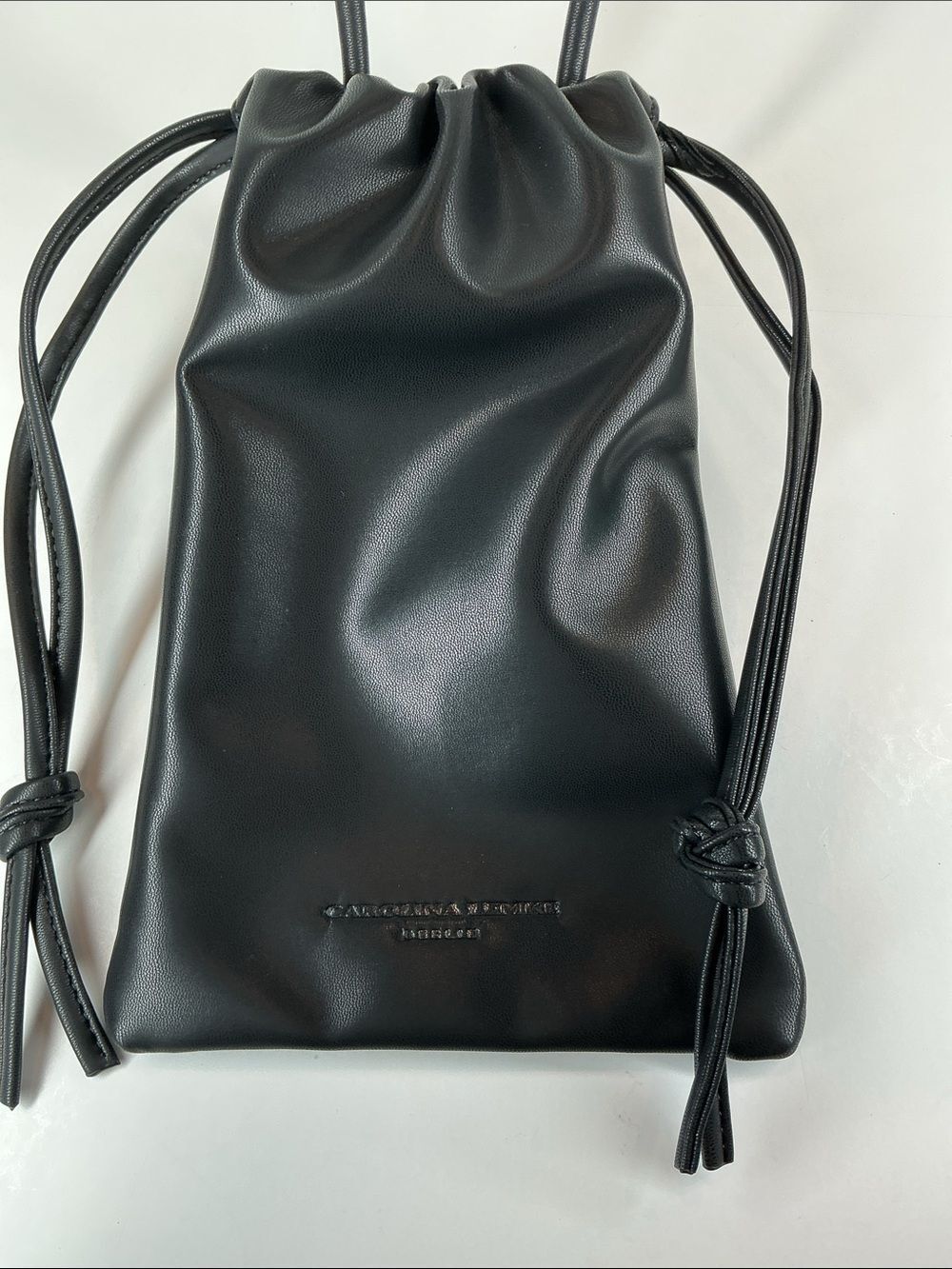 Carolina Lemke Black Faux Leather Crossbody Travel Pouch Bag (new in box)